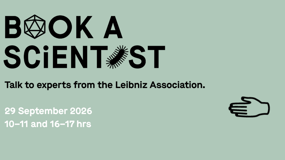 Book a Scientist Greenish Sharepic with all event information