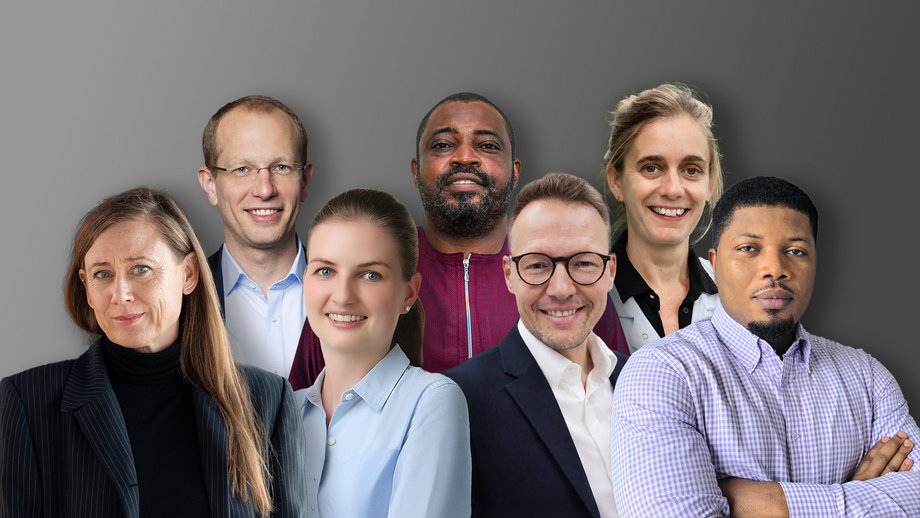 Autoren der Publikation Auf der Fotocollage sind sieben Personen zu sehen, vier in einer vorderen Reihe, drei in einer hinteren.