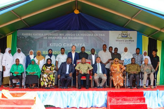Opening of the new laboratory in Zanzibar. Left to right: Deputy Minister of Health, First Lady, President of Zanzibar and Chairman of the Revolutionary Council, Eliya Mwande HIPZ Microbiologist group of leaders from the island of Zanzibar in Tanzania on the opening day of the new laboratory