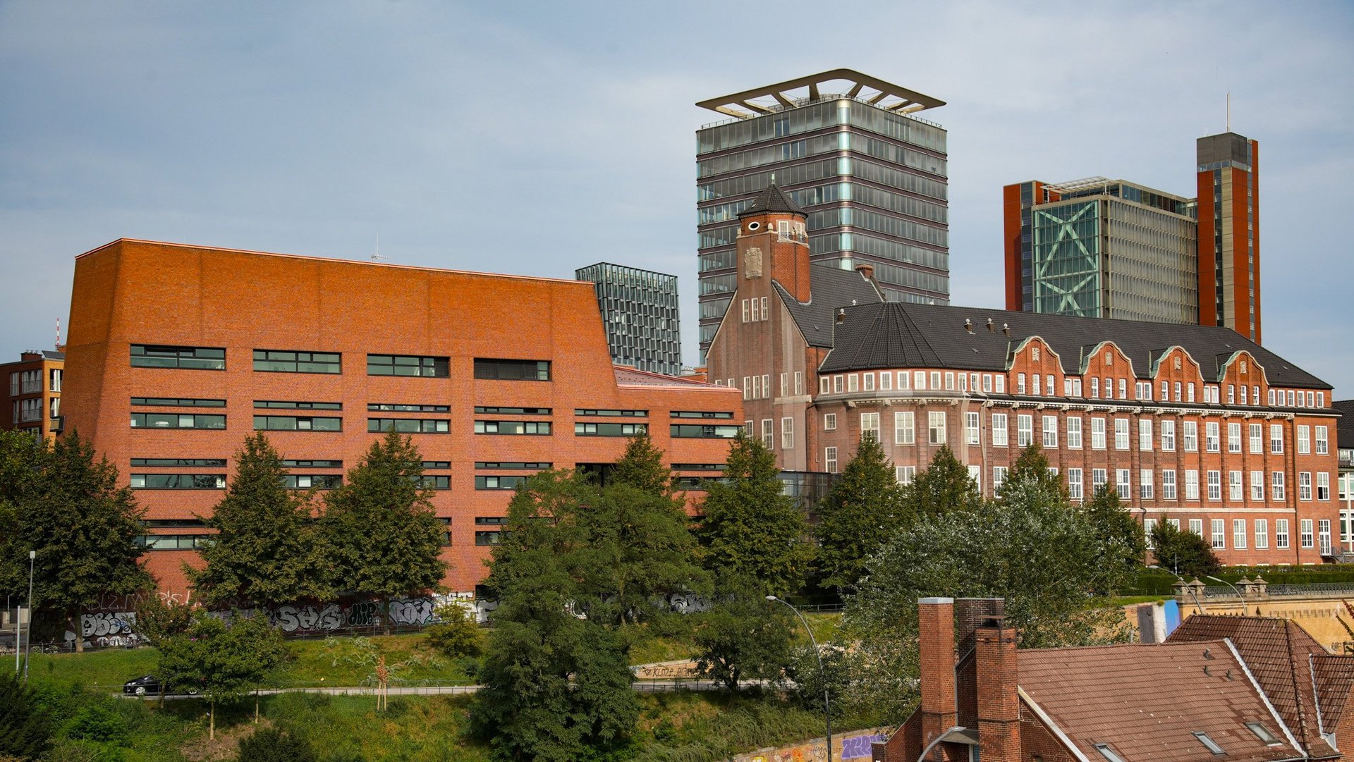 Harbour view of old and new building