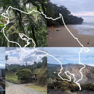 Landschaften in Costa Rica Fotocollage mit costa-ricanischen Landschaften: Regenwald, offene Wälder, Strände