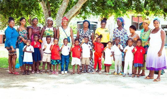 Mothers (or guardians) with their 5 year old children. Mothers (or guardians) with their 5 year old children