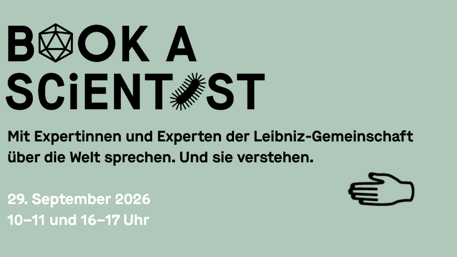 Book a Scientist Grünliches Sharepic mit allen Infos zu Book a Scientist